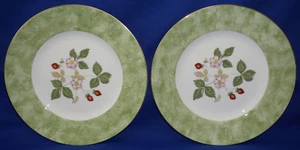Wedgwood Wild Strawberry Green Accent (2) Salad Plates, 8" (B60) - Picture 1 of 6