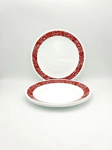 JUEGO DE 4 PLATOS DE CENA CORELLE BANDHANI ROJO PAISLEY ¡EXCELENTE! - Imagen 1 de 4