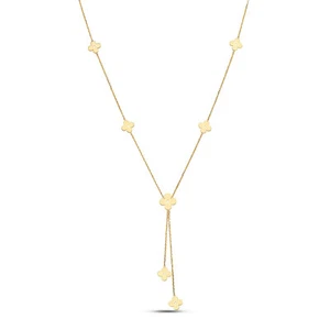 14k massives Gelbgold Blütenblatt von Yard Bahnhof Halskette Kette 18" - Bild 1 von 2