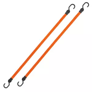 36 In. Orange Flat Strap Bungee Cord with Hooks - 2 Pack - Picture 1 of 12