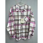 Alpine Design Women's Oversized Fit Flannel Long Sleeve Size Xxl Nwt Pink White