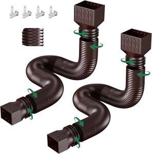 2 Pack Rain Gutter Downspout Extensions, Upgraded Flexible Drain Downspout - Picture 1 of 12