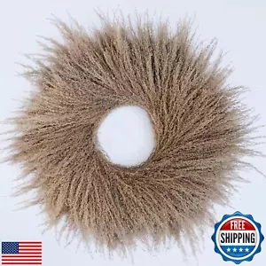 23'' Natural Pampas Grass Wreath for Indoor Decor, Handmade Dried Boho Wreath - Picture 1 of 5