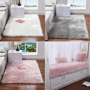 XXL Fluffy Carpet Shaggy Soft Rugs Sheepskin Rug Faux Fur Bedroom Non Slip Mats - Picture 1 of 17