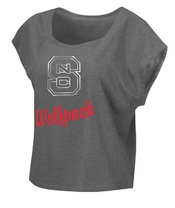 Women's NC State WolfPack Foil Logo Boatneck Tee Size M L XL - Picture 1 of 5
