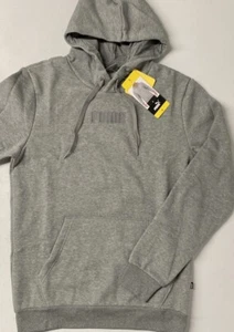 PUMA Modern Basics 22 Pullover Hoodie Men's SMALL Fleece GRAY Logo Sweatshirt - Picture 1 of 8