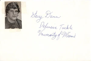 T19-79902 Football autograph card Gary Dunn DT Univ of Miami 76 Steelers 1976-87 - Picture 1 of 1