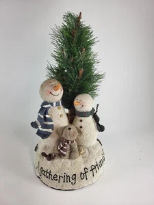 2 Snowman Fiber Optic Tree "Gathering Of Friends" Battery Powered - Picture 1 of 12