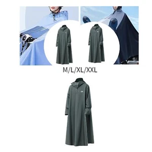 Long Raincoat Rain Cape Waterproof with Drawstring Hood Rain Coat Rain Poncho - Picture 1 of 26