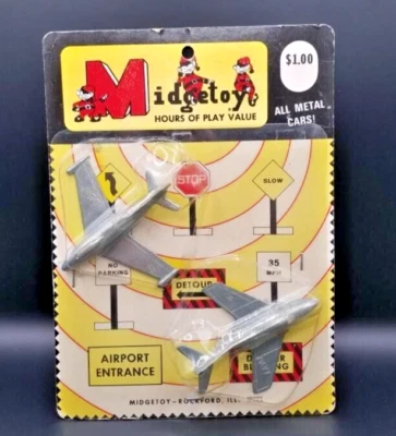 Aviones militares de metal fundido a presión Midgetoy de la USAF y la Marina de los años 50 nuevos en paquete Foto 1 de 4