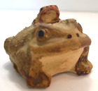 Stoneware Pottery Frog w Baby Figurine Garden Statue Shigaraki Ware? Good Luck