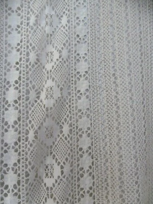 RIDEAU ANCIEN CROCHET COTON Panneau 1,60 m x 2,16 m + franges Vintage  - Immagine 1 di 4