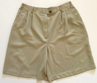 NEW Koret Country Club Pleated High-Waisted VTG 90s Khaki Dress Shorts Womens 14 - Image 1 of 4
