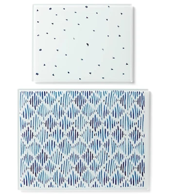LENOX BLUE BAY 2 PCS SET GLASS FOOD CHEESE SERVING CUTTING BOARD 10" & 12.5" NEW - Image 1 of 4