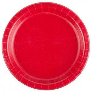 72 Plates 6 7/8" Paper Dessert Plates Wax Coated - Red - Picture 1 of 2