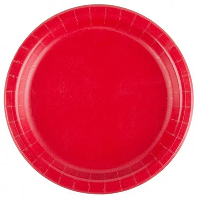 72 Plates 6 7/8" Paper Dessert Plates Wax Coated - Red - Image 1 of 2