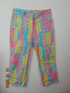 Lilly Pulitzer Size 6 Stretch 97% Cotton Blue/Pink/Yellow/Green  Floral - Picture 1 of 6