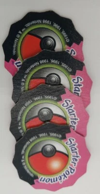 Pokémon Master Trainer Board Game REPLACEMENT Parts - 4 PINK Starter Chips/Pogs - Image 1 of 4
