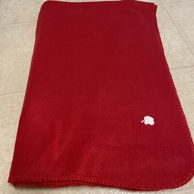 Apple Computers Employee Embroidered Logo Fleece Travel Blanket Red - Image 1 of 4