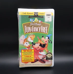 Disney Masterpiece Fun and Fancy Free 50th Anniversary VHS Sealed Vintage Ltd Ed - Imagen 1 de 8