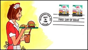 Scott 3208a 25 Cents Diner Melissa Fox Hand Painted FDC 3 Of 8 - Picture 1 of 2