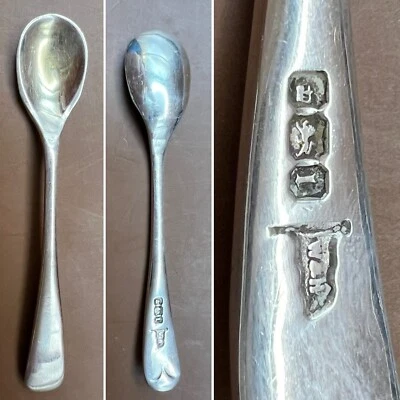 АНТИКВАРНАЯ АНГЛИЙСКАЯ ЛОЖКА ДЛЯ СОЛИ ИЛИ ПРИПРАВЫ ИЗ ЧИСТОГО СЕРЕБРА, Шеффилд 1903 г. - Изображение 1 из 4