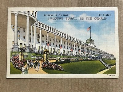 Postcard Mackinac Island Michigan Grand Hotel Longest Porch Ripley’s Believe It - Image 1 of 2