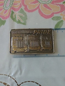 Freightliner Pride Semi Truck Drivers Advetrisement Belt Buckle by Lewis Chicago - Picture 1 of 5