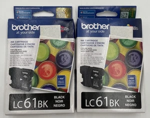 Caja de 2 cartuchos de tinta negra originales Brother LC61 MFC-255CW MFC-290C caducidad 5/2019 - Imagen 1 de 4