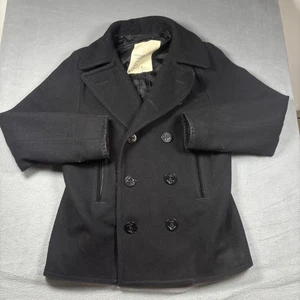 Ralph Lauren Denim & Supply Pea Coat Mens Medium Black Double Breasted Jacket - Picture 1 of 11