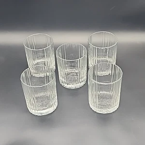 Set of 5 Libbey Lowball Water Stratus Ribbed Glasses Disc 2009-2010 - Picture 1 of 5