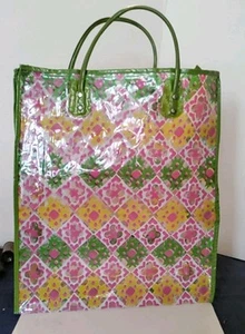 Vintage 1960's 60s | Mod Boho Hippie Clear Flower Power Vinyl Plastic Tote Bag - Picture 1 of 8