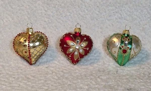 3 DIAMANTI ROSSI CUORE VETRO SOFFIATO EUROPEO ALBERO DI NATALE ORNAMENTO SAN VALENTINO - Foto 1 di 18