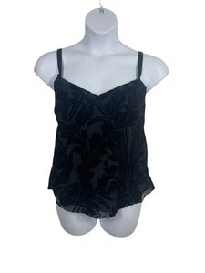 Canotta donna Merona 16/18W nera velluto burnout babydoll spaghetti strap nuova con etichetta - Foto 1 di 12