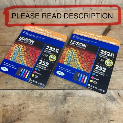 Genuine Epson 252XL Black & 252 Cyan Magenta Yellow Ink Cartridges 2024/2025 - Image 1 of 4