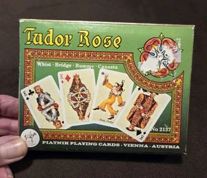New 1980 Tudor Rose Collectible #2137 Two Deck Playing Cards Piatnik Vienna   - Picture 1 of 5
