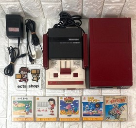 Nintendo Famicom Console + Disk System Bundle w/ Cables & 5 Games Tested Japan B