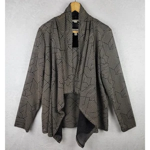 Damen XL Tankjacke 2-teiliges Set Langarm Biege schwarz Drapierung vorne Jacke Karriere - Bild 1 von 12