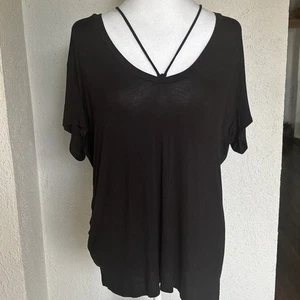 Vintage Wet Seal Black Tie T Shirt With Asymmetrical Bottom Size Large - Picture 1 of 6