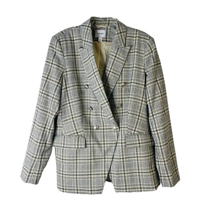 Nine West cream blue plaid button preppy office blazer jacket medium - Image 1 of 4