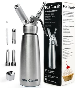 304 Stainless Steel Whipped Cream Dispenser, 500ml w/ 3 Decorating Nozzles - ... - Foto 1 di 9