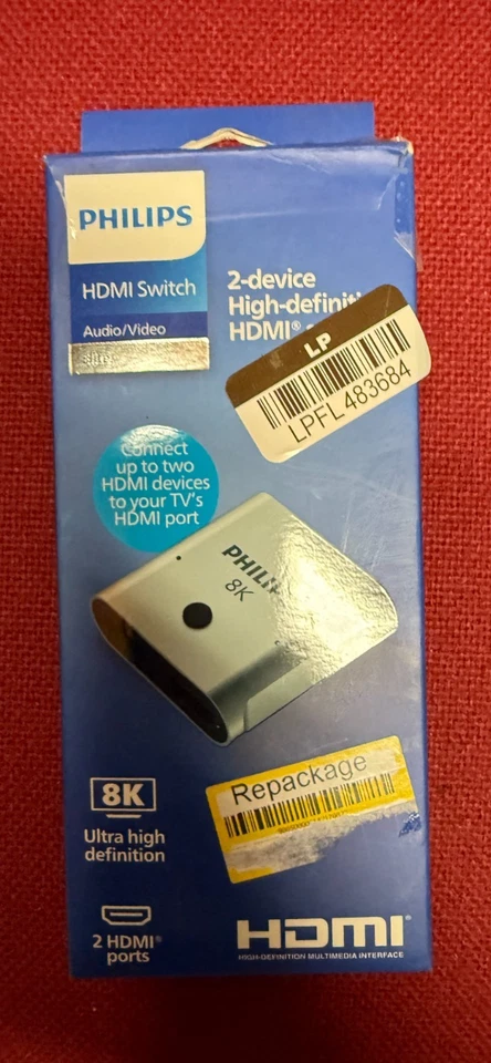 Philips 8K Ultra High Definition HDMI 2 Device Ports Audio/ Video Switch. New - Image 1 of 1