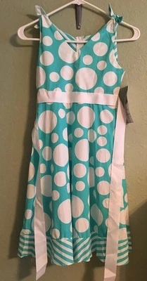 Vestido sin mangas azul a lunares para niñas Rare Editions talla 8 - Nuevo con etiquetas Foto 1 de 4