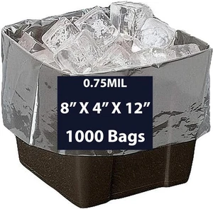 0,75 Mil 8" x 4" x 12" l TUF-R Std LLDPE Zwickelbeutel/Eiskübel Liner | 1000 Beutel - Bild 1 von 6