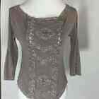Free People Womens Top Ribbon Crochet Details Size Small