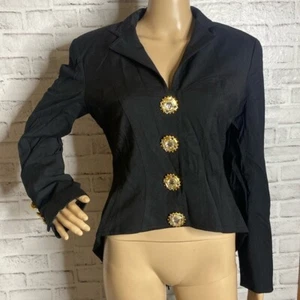 Gemma Kahng vintage 90s black wool avante garde blazer 6 - Picture 1 of 12