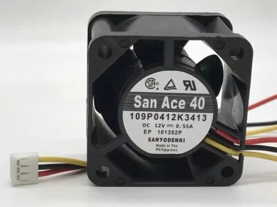 NEW SANYO 4028 Double Ball Cooling Fan 12V 0.55A 109P0412K3413 - Image 1 of 3