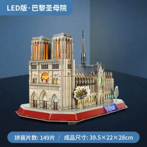 CubicFun LED Notre-Dame de Paris Gothic Architecture 3D Puzzle Model Kit - Picture 1 of 1