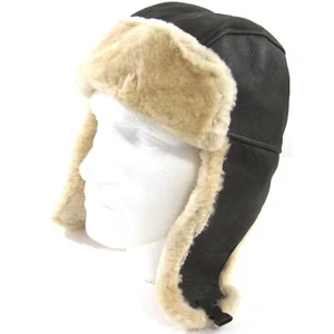 Herren Herren Echt Lammfell Flieger Winter Trapper Fliegermütze - Bild 1 von 2