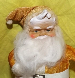 🎅 Muñeca Rushton Santa Claus 12" de colección traje dorado raro botas cara de goma felpa - Imagen 1 de 3